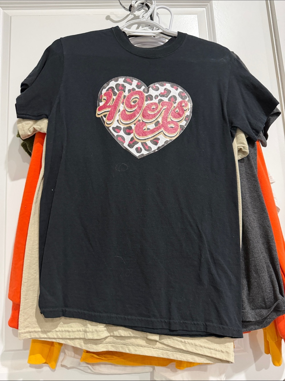 Puma Black Tee with Pink Leopard Heart Graphic